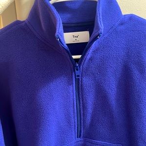 TNA fleece 1/4 zip sweater in dark blue